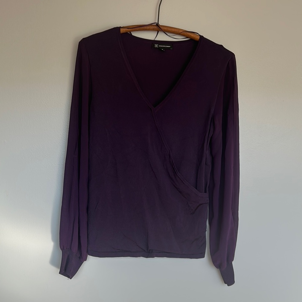 INC sheer split sleeve blouse Medium